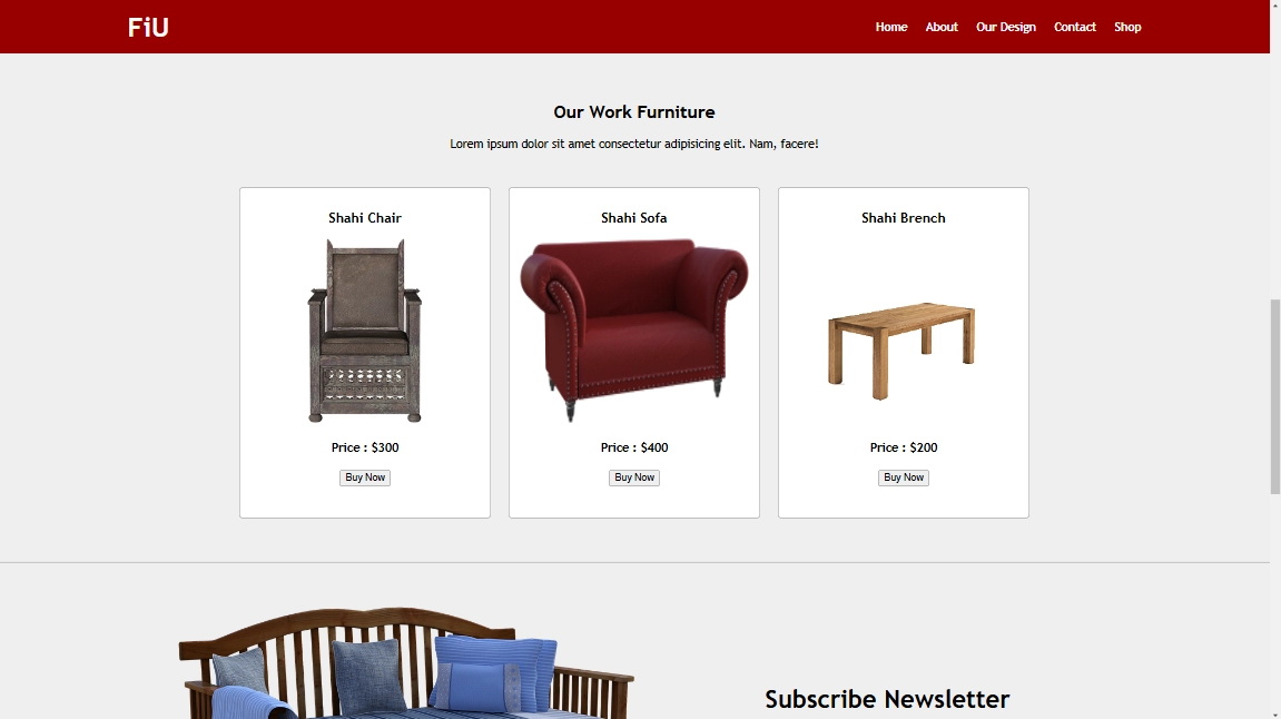 Furniture Website screenshot
