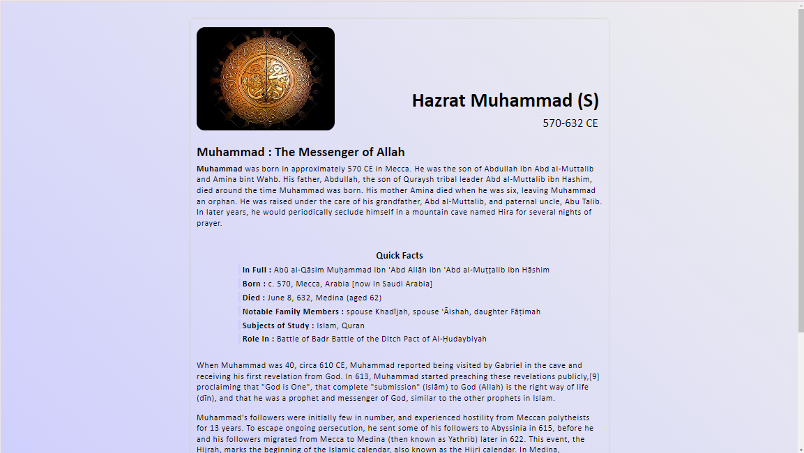 Tribute Website screenshot